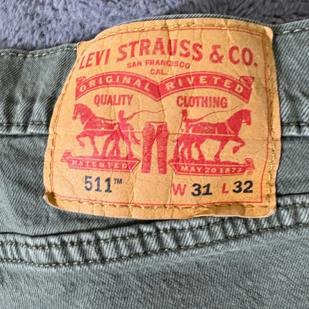 Levis 511 Slim Fit Jeans Mens 31x32 Olive Green Sage Stretch Denim AR813
